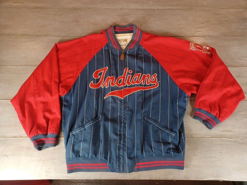 Vintage 90s Cleveland Indians Mirage Jacket XXL Chief Wahoo Reversible Bomber